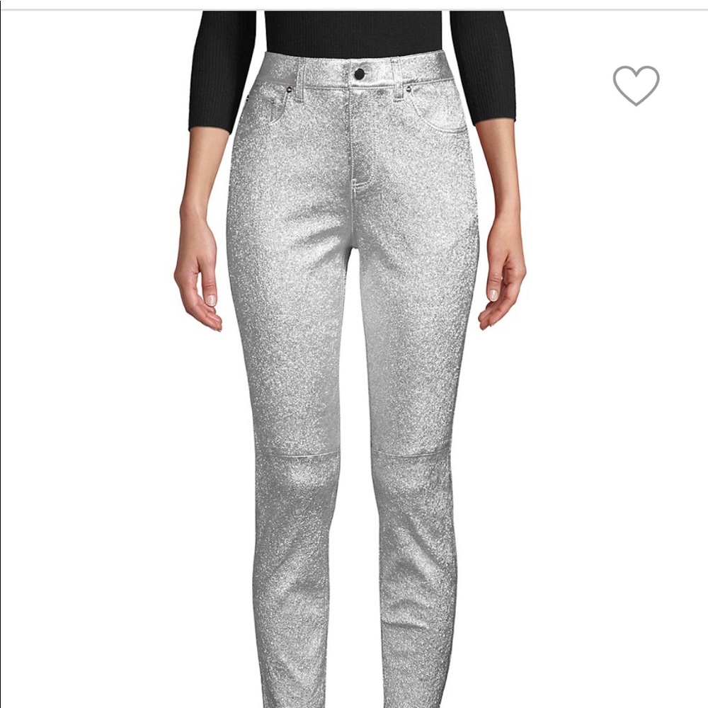 NWT Derek Lam Crosby pants silver leather ❤️❤️🔥🔥